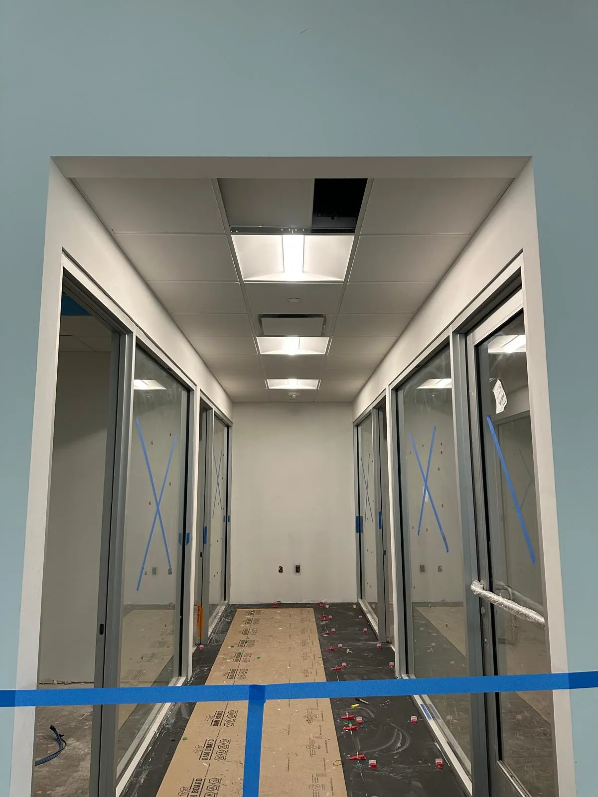 LED troffer installation in an office build-out